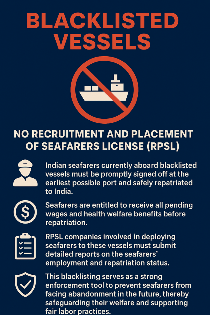list of blacklisted vessels for Indian seafarers