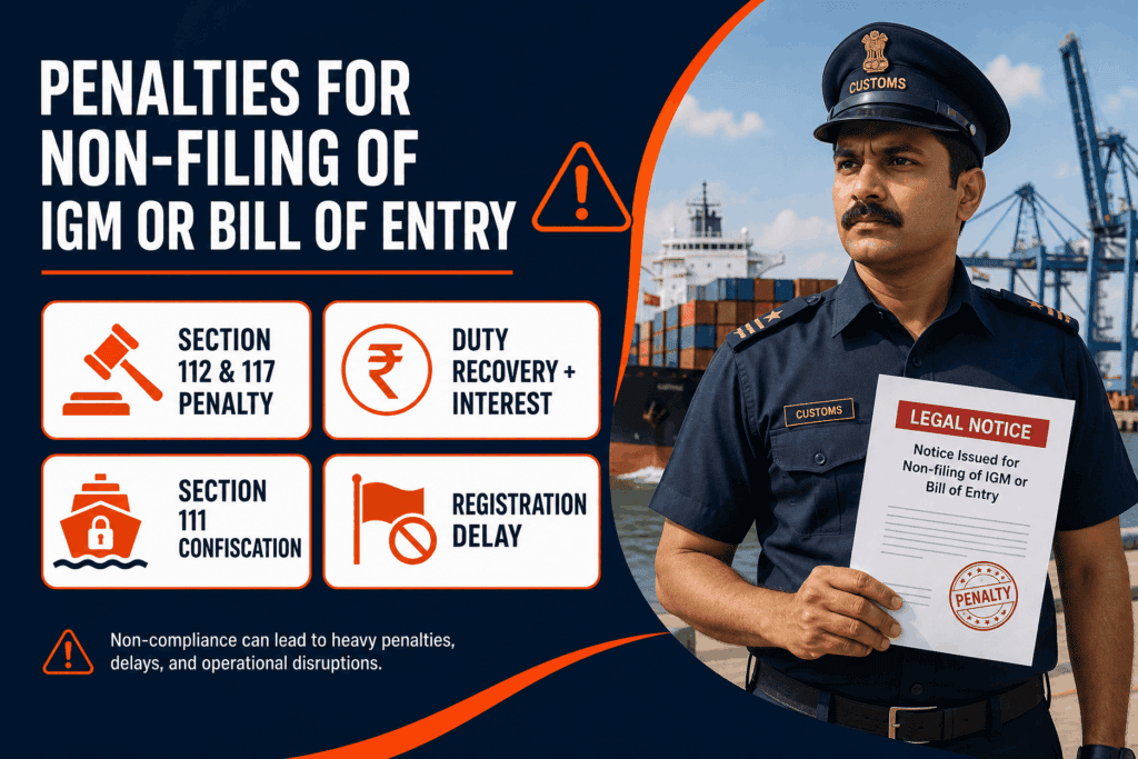 Penalties for non-filing of IGM or Bill of Entry