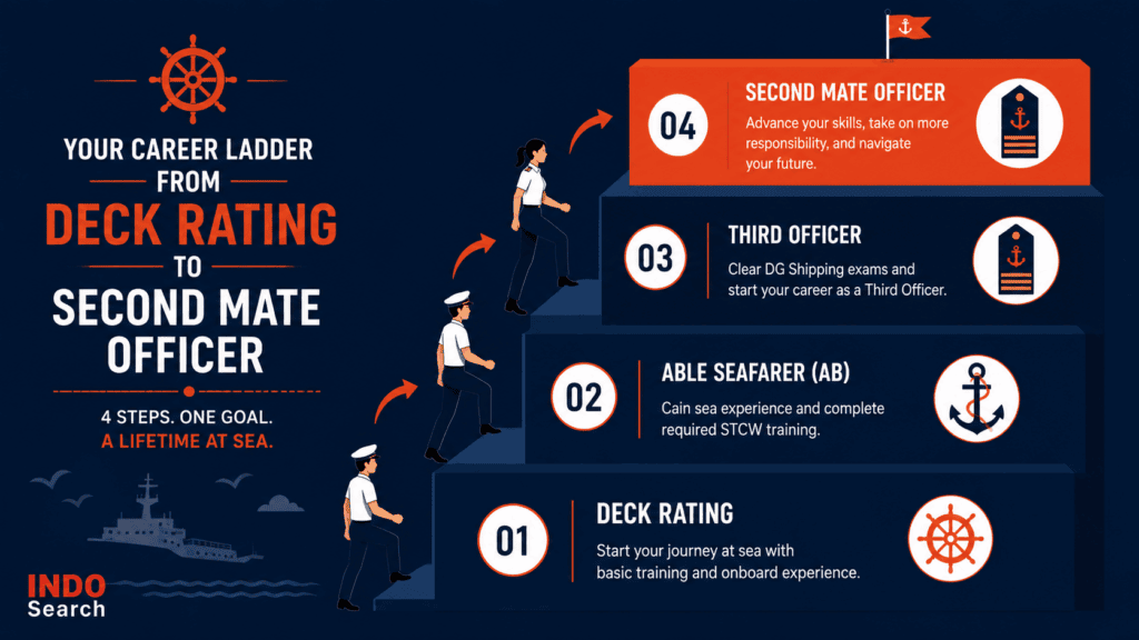 Career ladder from Deck Rating to Second Mate FG officer pathway
