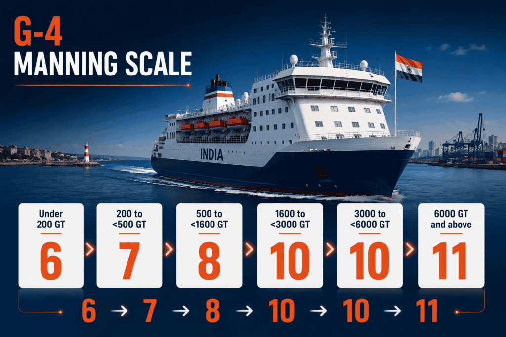 Annexure G-4 manning scale showing 6, 7, 8, 10, 10 and 11 crew by gross tonnage
