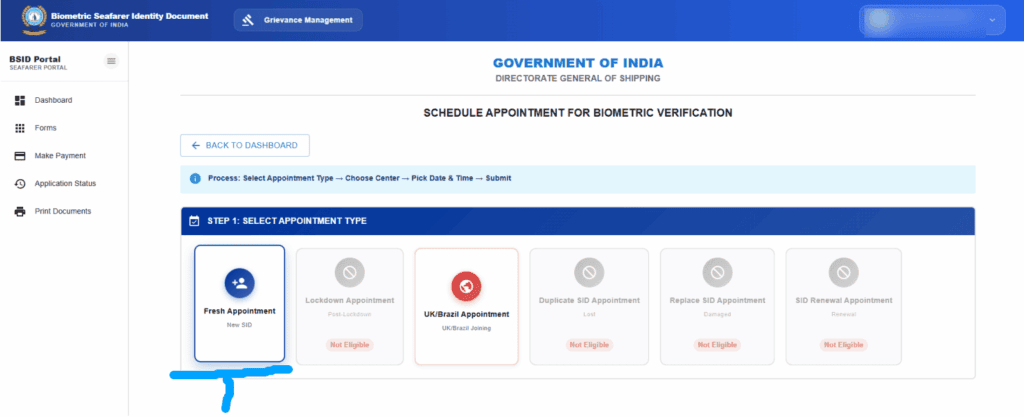 DG Shipping BSID Card Appointment