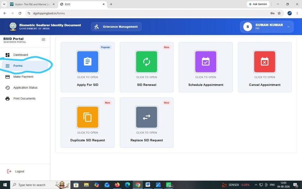 DG Shipping Dashboard Forms