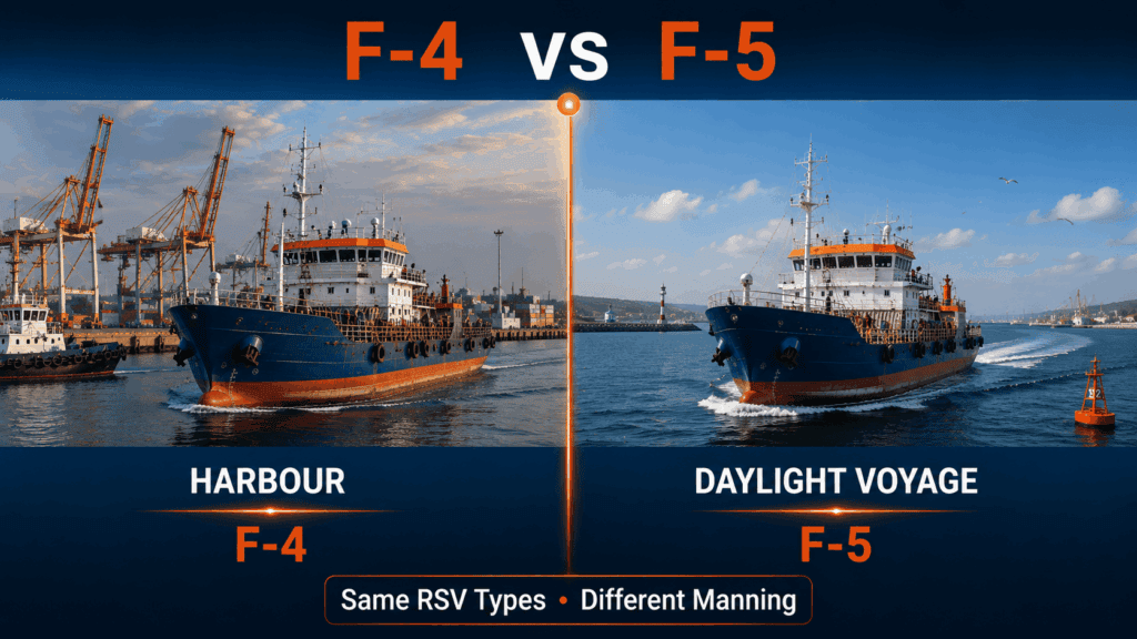Comparison of F-4 harbour and F-5 daylight voyage manning for River-Sea Vessels