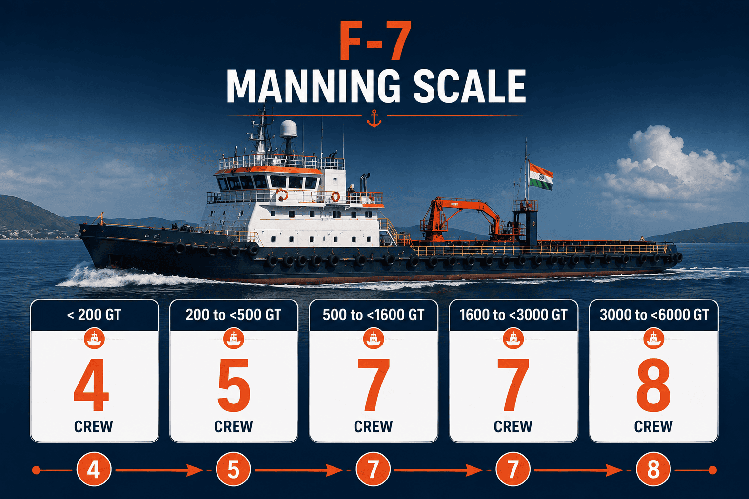 F-7 minimum safe manning progression showing crew requirements for Type 4 RSVs by gross tonnage