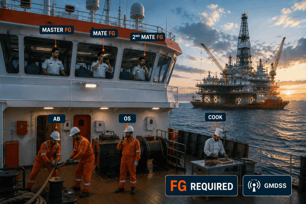 Foreign offshore vessel crew showing Foreign Going certificate requirement under Annexure E-2