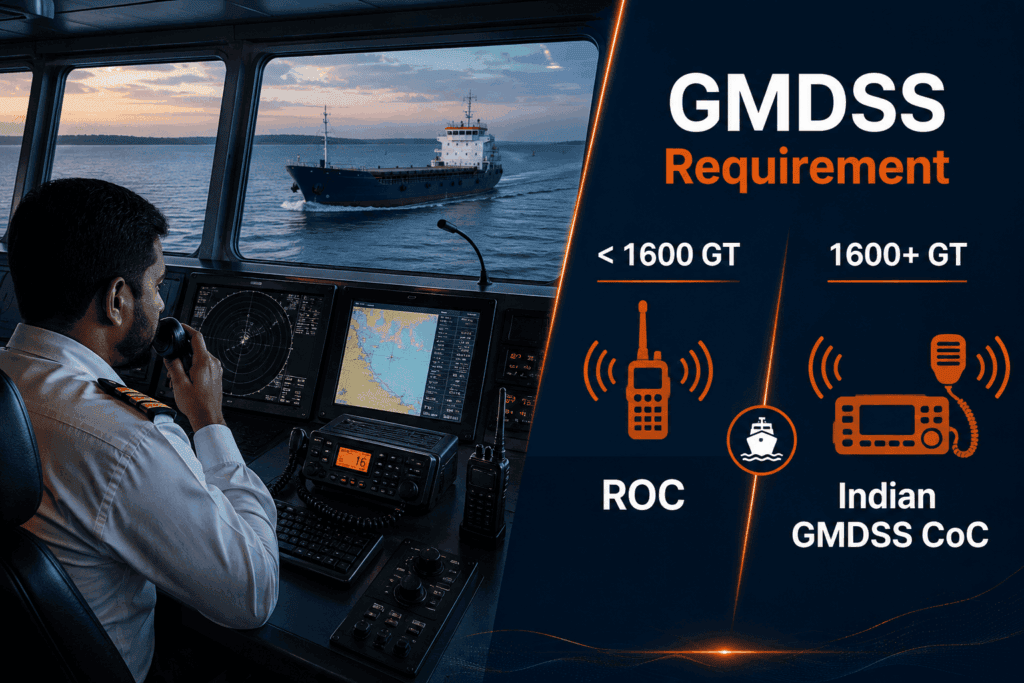 GMDSS and radio qualification requirements for Type 1 River-Sea Vessels by GT