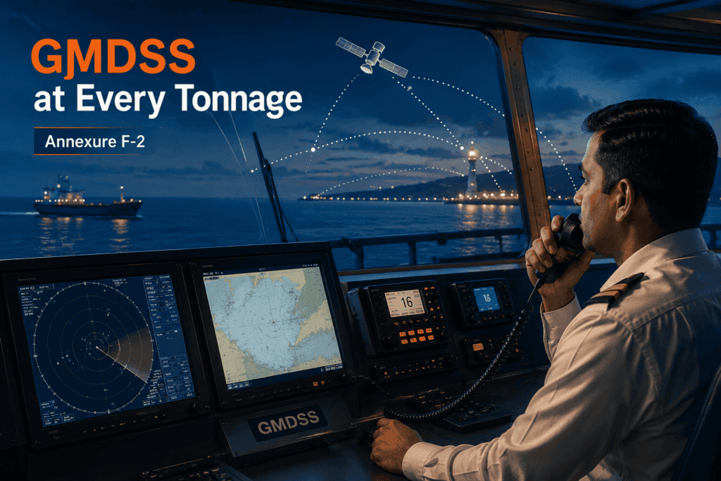 GMDSS communication equipment on an Indian Coastal Vessel under Annexure F-2