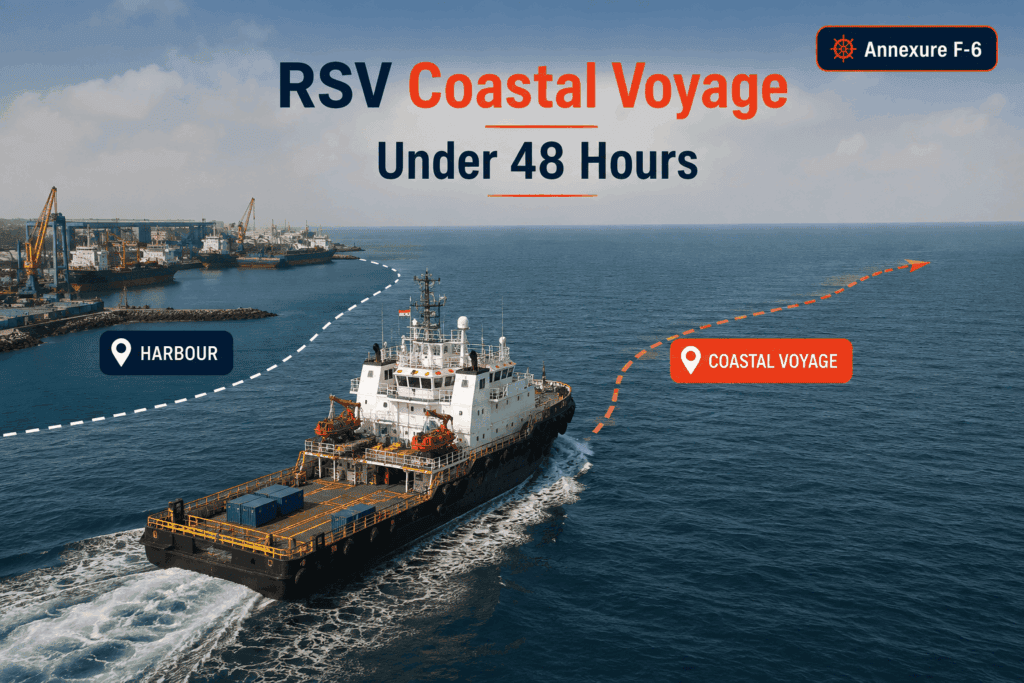 River-Sea Vessel sailing on an Indian coastal voyage under 48 hours under Annexure F-6