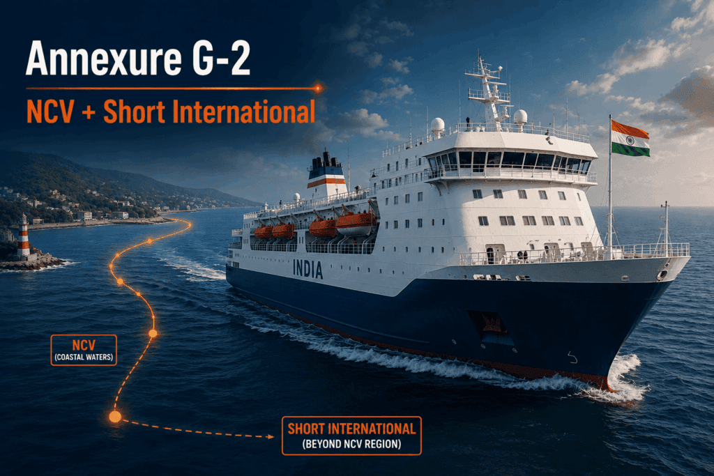 Indian passenger Ro-Pax vessel operating under Annexure G-2 for NCV and short international voyages