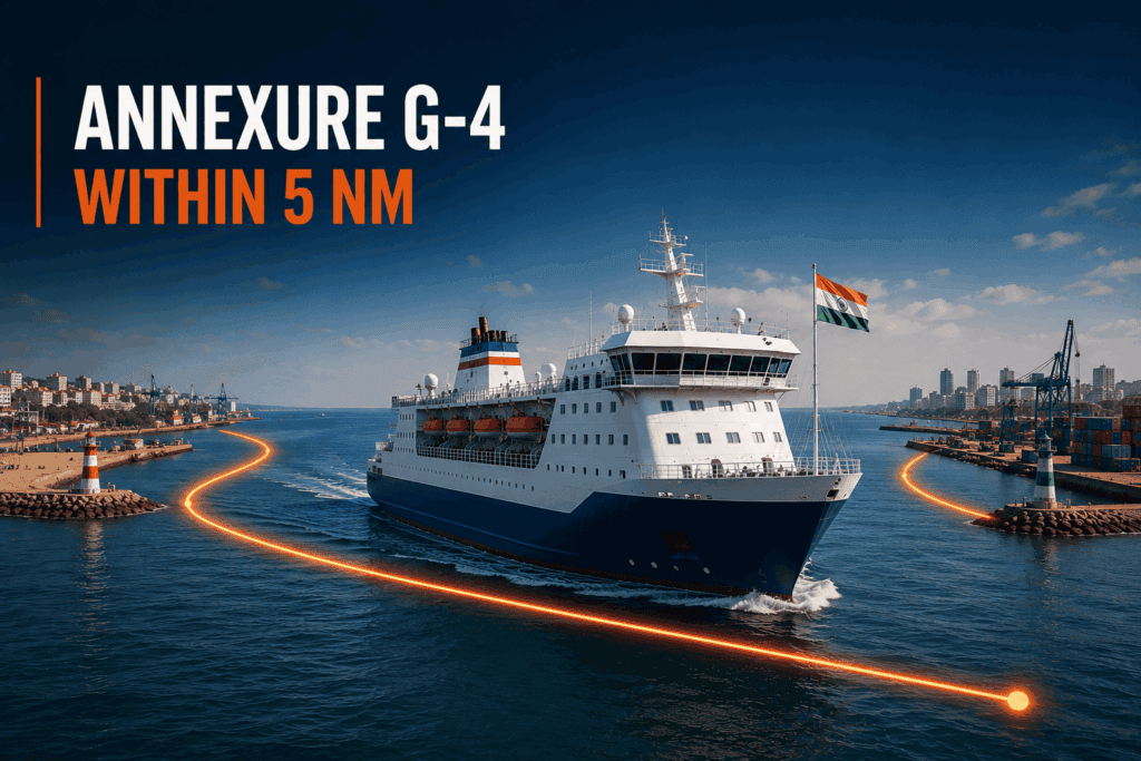 Indian passenger vessel operating between ports within 5 nautical miles under Annexure G-4
