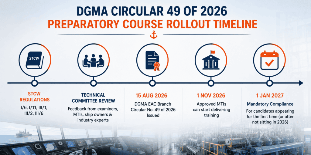 Timeline of DGMA Circular 49 2026 preparatory course rollout dates
