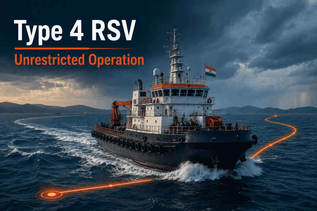 Type 4 River-Sea Vessel sailing in open coastal waters under unrestricted operation