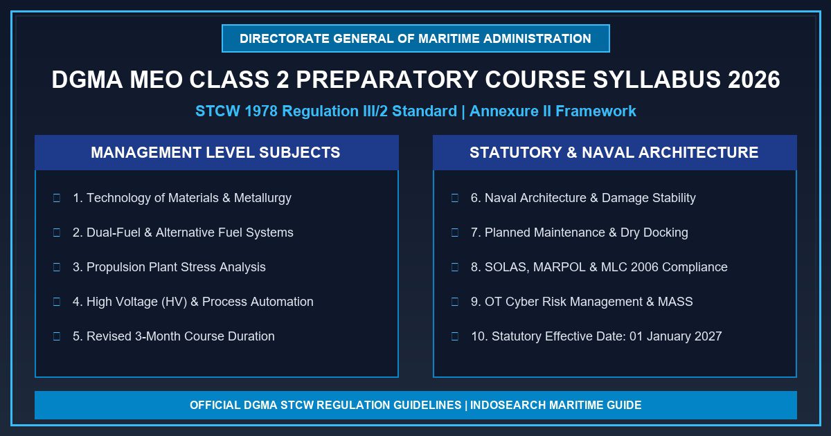 DGMA MEO Class 2 Preparatory Course Syllabus 2026 Infographic