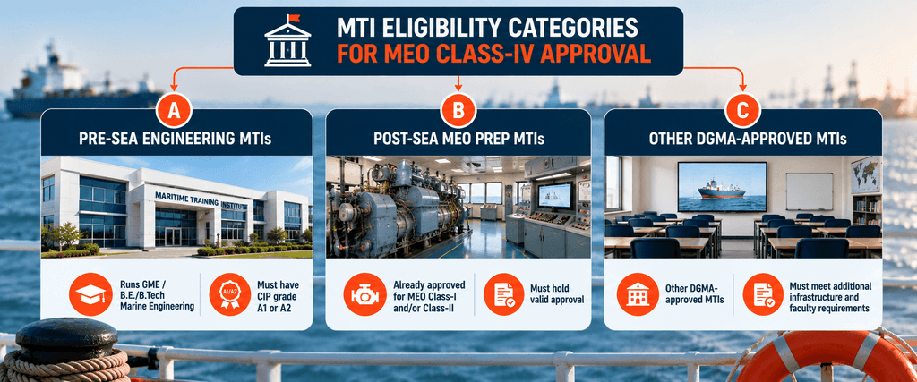 Flowchart of MTI eligibility categories A, B and C for DGMA MEO Class IV approval