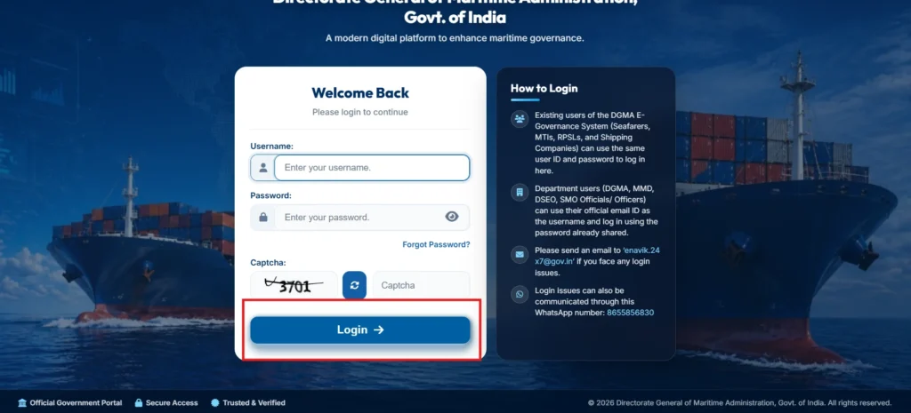 Login to access eNavik DGMA portal